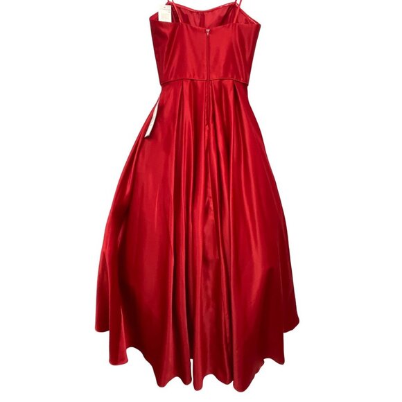 Betsy & Adam Strapless Red Satin Evening Gown Formal Maxi Dress Sz 6 - Picture 7 of 10